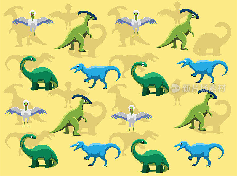 各种恐龙种类矢量无缝背景壁纸01