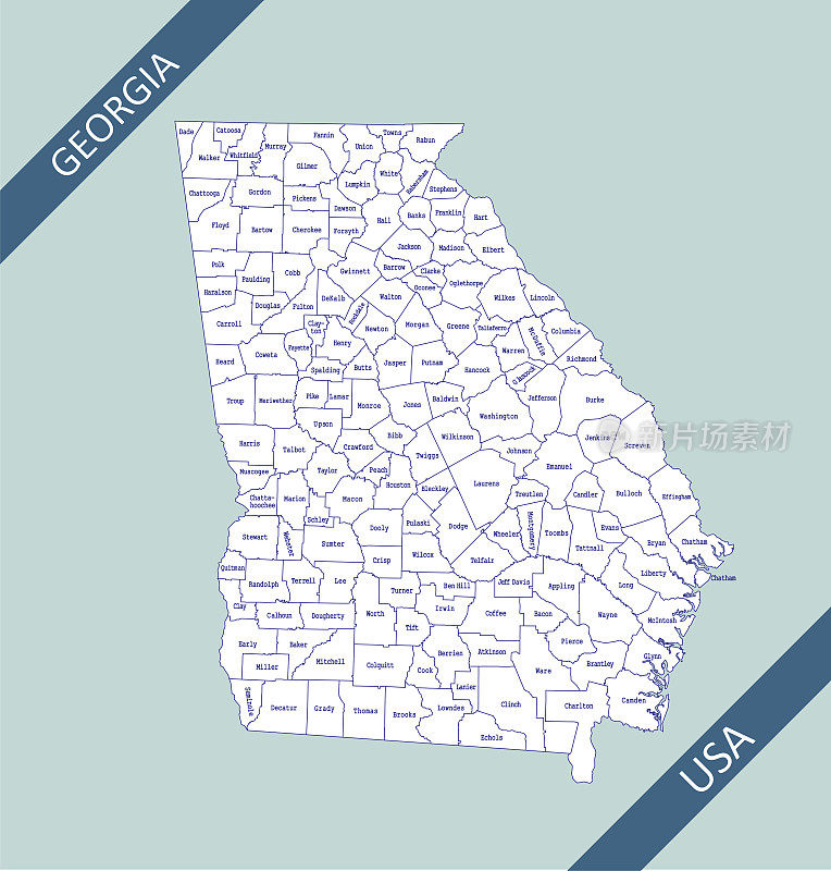 佐治亚州县地图