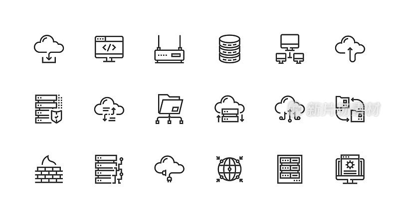 网络，技术，数据库，云，文件夹图标设计