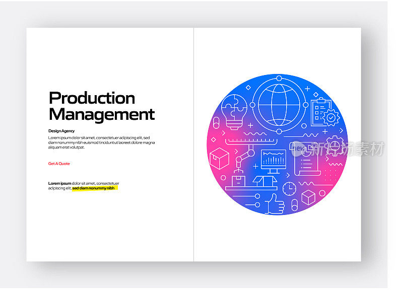 产品管理相关的现代线条风格矢量插图