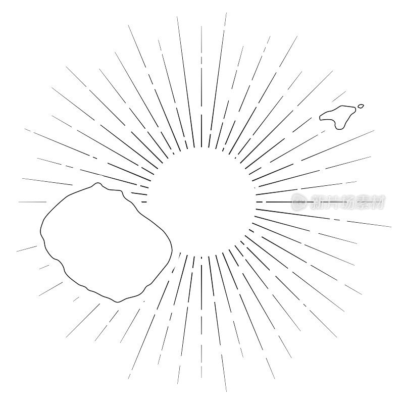 格洛罗索群岛的地图，阳光在白色的背景