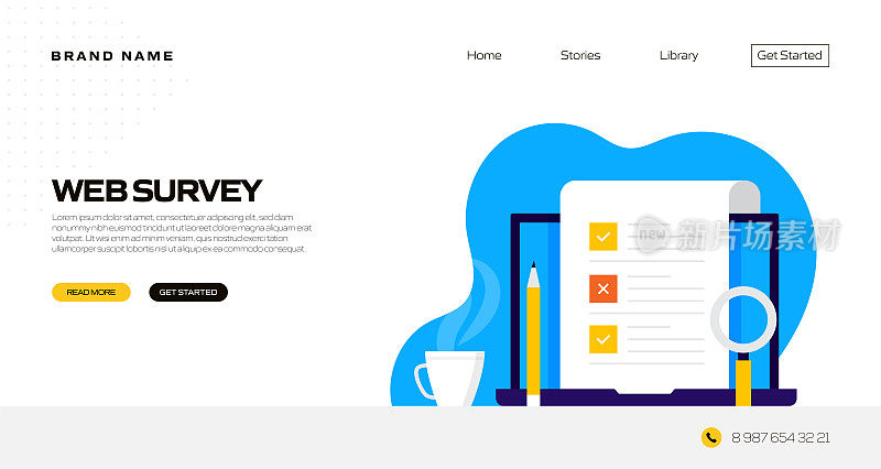 在线调查概念矢量插图登陆页面模板，网站横幅，广告和营销材料，在线广告，业务演示等。