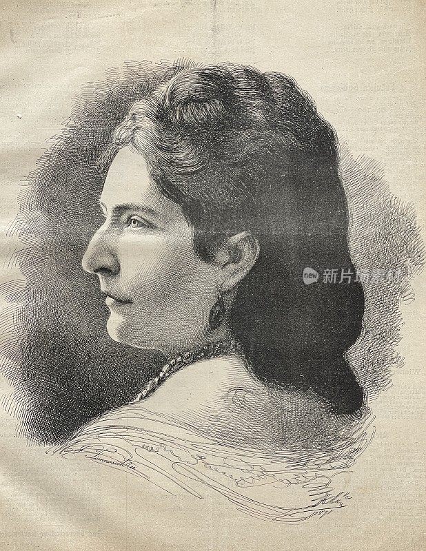 Fr?ulein纪尧姆，维也纳的女演员，爆头，侧视图