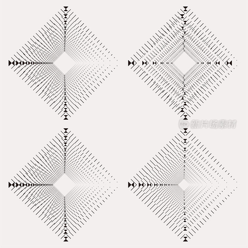 一套抽象的黑白对称形状线条图案进行设计