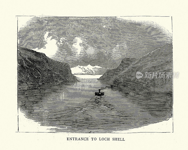 贝壳湖入口，外赫布里底群岛，维多利亚19世纪