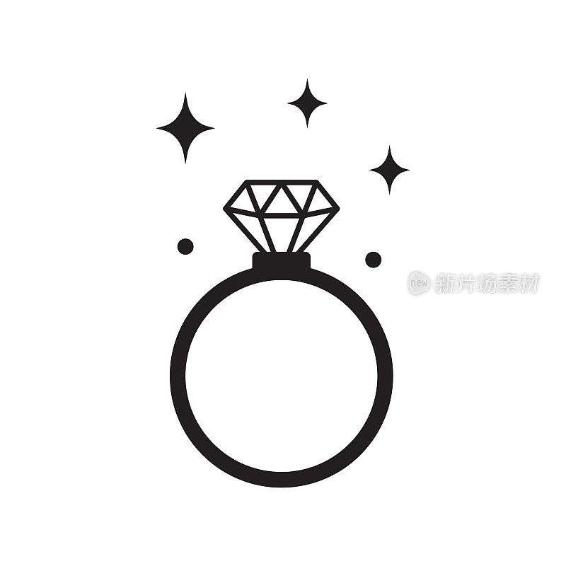 结婚戒指与钻石图标矢量