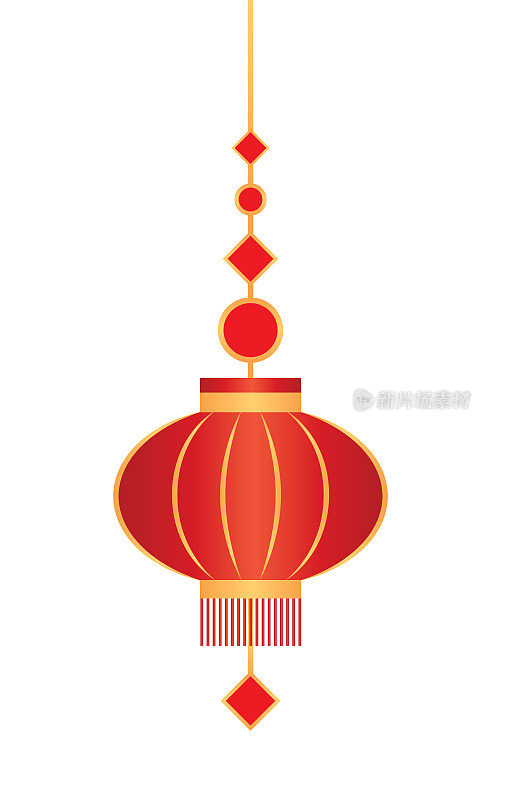 透明背景下的中国灯笼