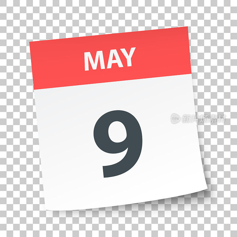 5月9日――空白背景上的每日日历