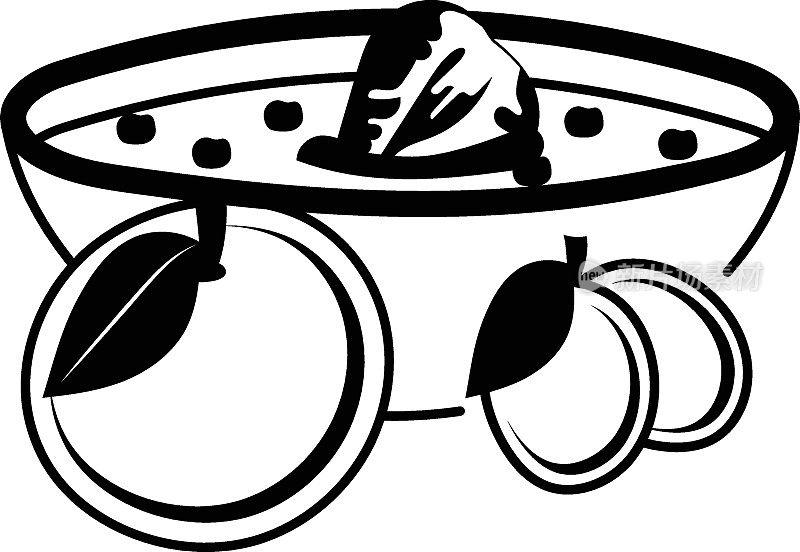 有品味的碗矢量图标设计，烹饪早餐符号，早餐菜肴标志，餐厅或咖啡馆菜单股票插图，希腊酸奶浆果水果沙拉概念