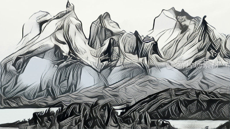 托雷斯·德尔·潘恩的绘画山峰，素描