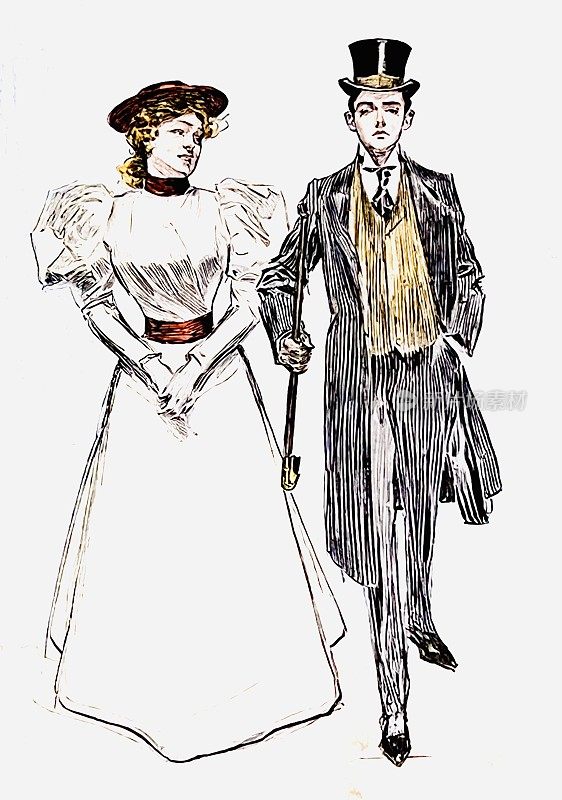 19世纪的时尚，情侣们