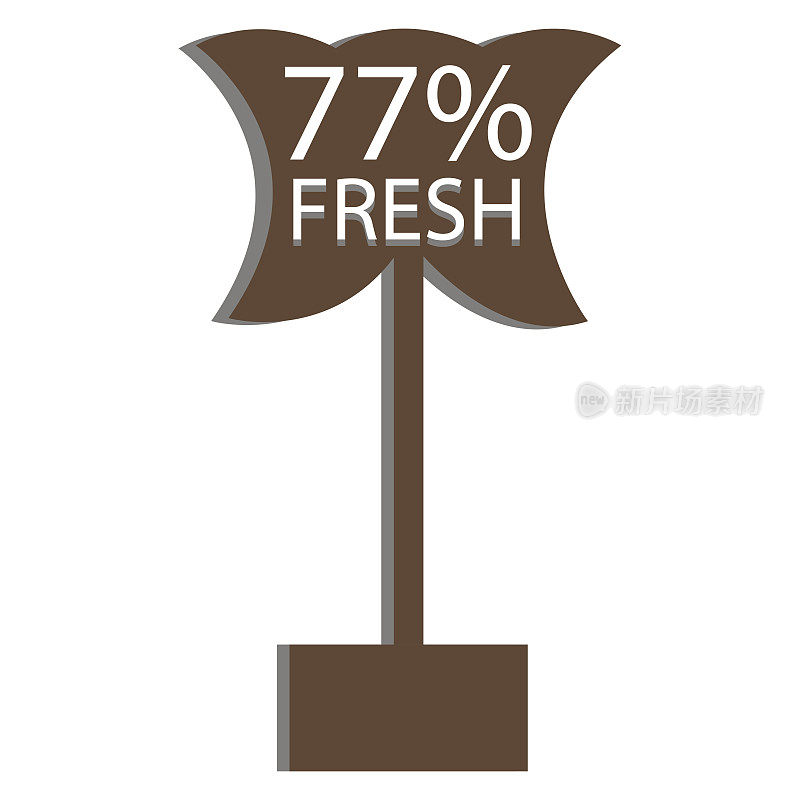 77%的矢量插图新鲜食品日常图形标签或白色背景贴纸，矢量设计插图。适用于产品标签