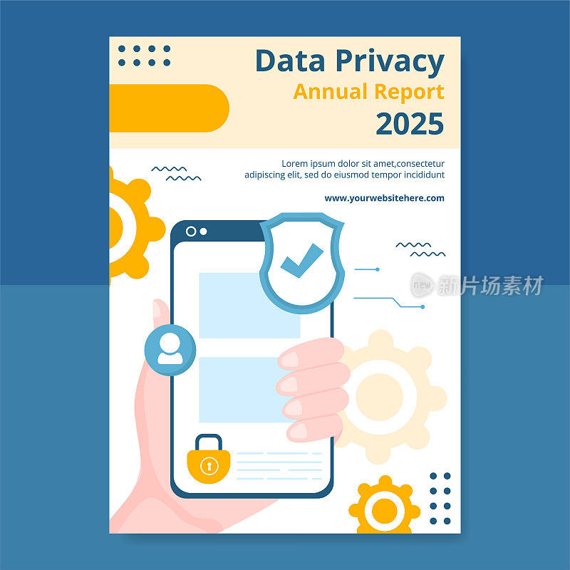 数据隐私年度报告模板平面卡通背景向量插图