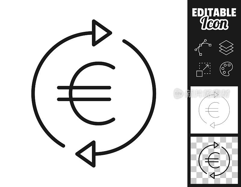 兑换和转移欧元。图标设计。轻松地编辑