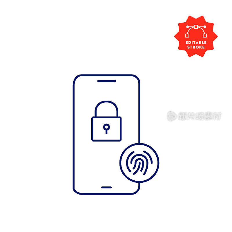 手机安全线图标设计与可编辑的笔画