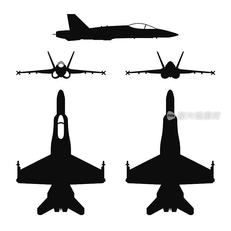 F-18飞机矢量剪影插图图标