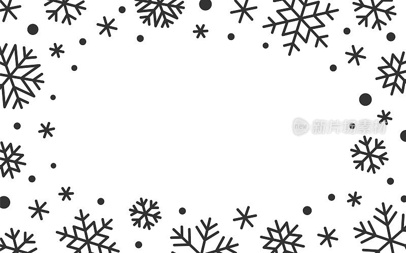 冬天下雪，冰天雪地，冰天雪地，雪花框圣诞贺卡