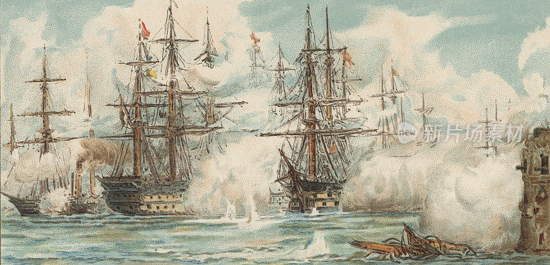 海战19世纪的插图