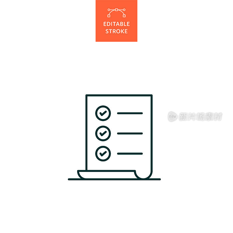 带有可编辑描边的检查表行图标。Icon适用于网页设计、移动应用、UI、UX和GUI设计。