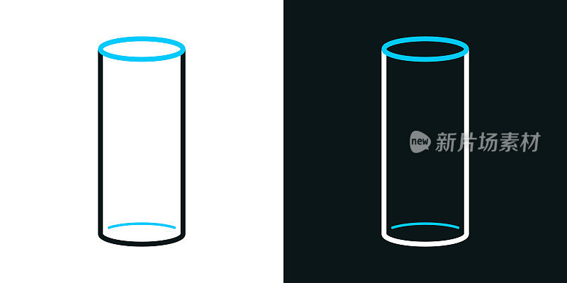 空玻璃。黑色或白色背景上的双色线条图标-可编辑笔触