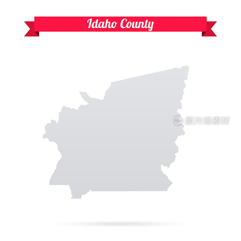 爱达荷县，爱达荷州。白底红旗地图
