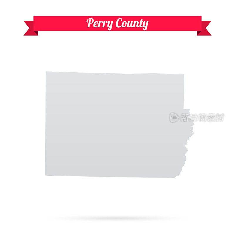 伊利诺伊州佩里县。白底红旗地图