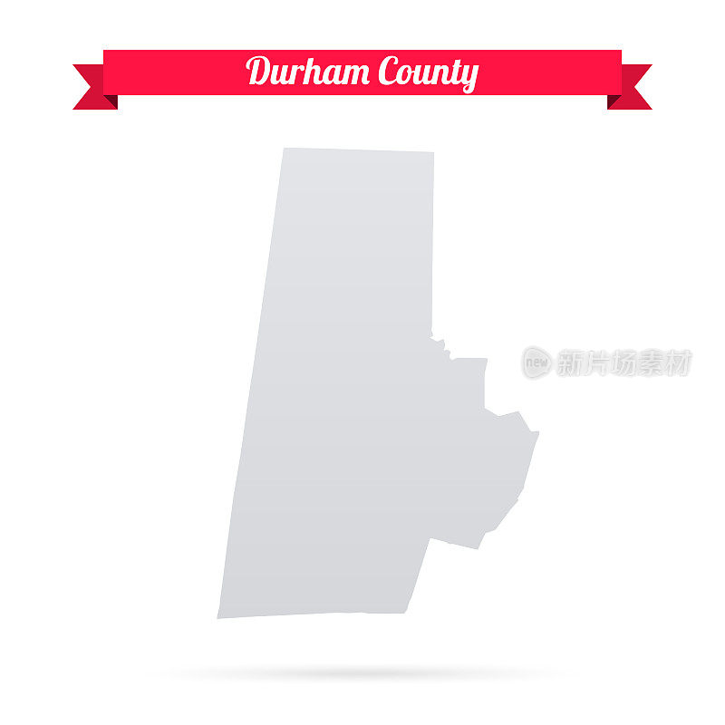 北卡罗来纳州达勒姆县。白底红旗地图