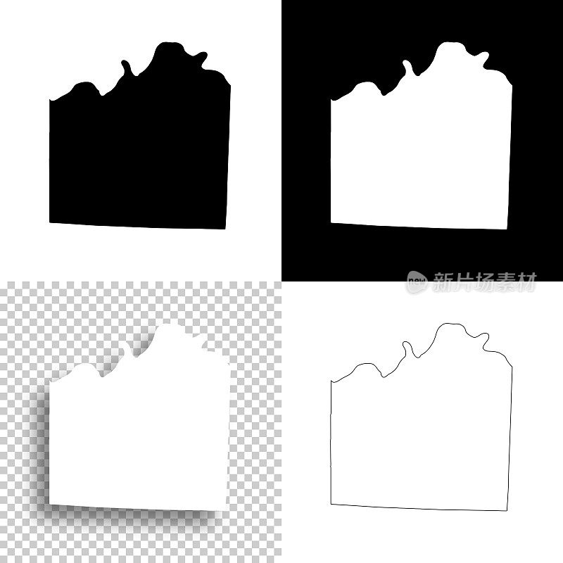 密苏里州杰克逊县。设计地图。空白，白色和黑色背景