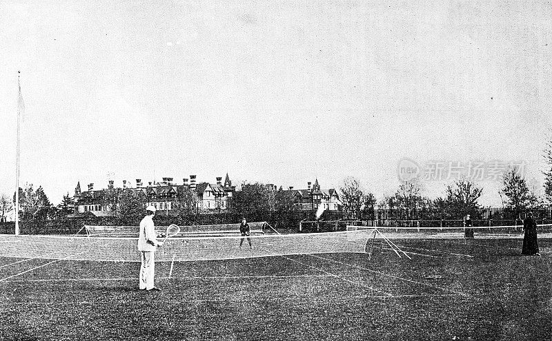 1889年的运动和消遣:女子网球，费城板球俱乐部