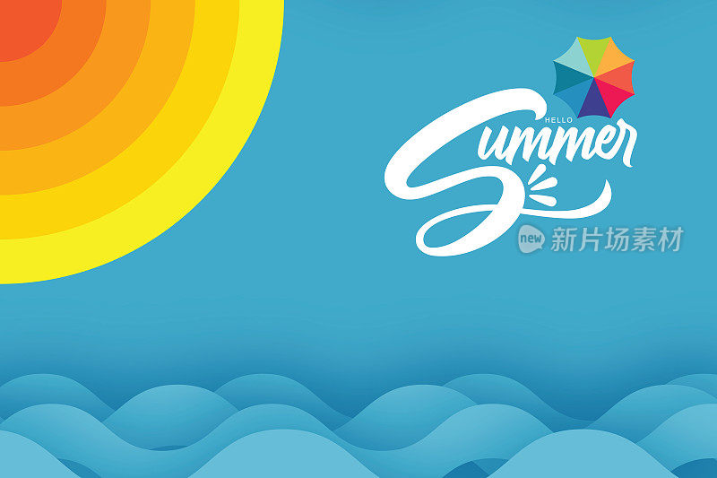 夏天的背景。夏天刻字。模板矢量股票插图