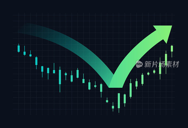 股票商品价值上涨反弹向上箭头概念