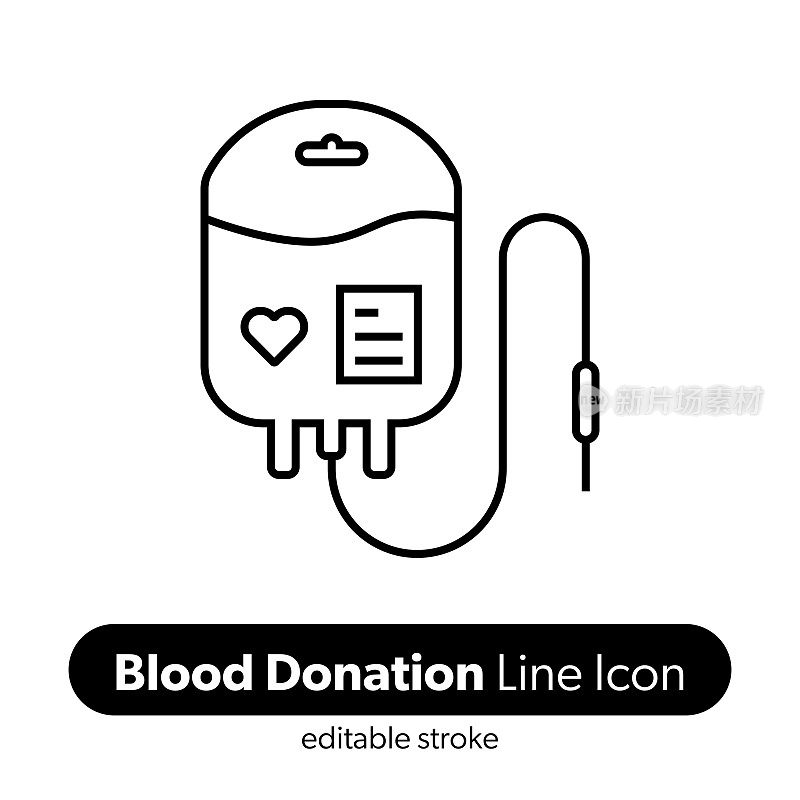 献血线图标。可编辑的描边矢量图标。
