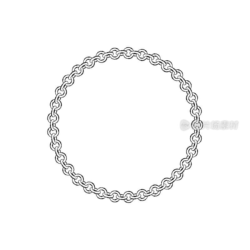 frame.Circle链。孤立在白色背景上。示意图说明。