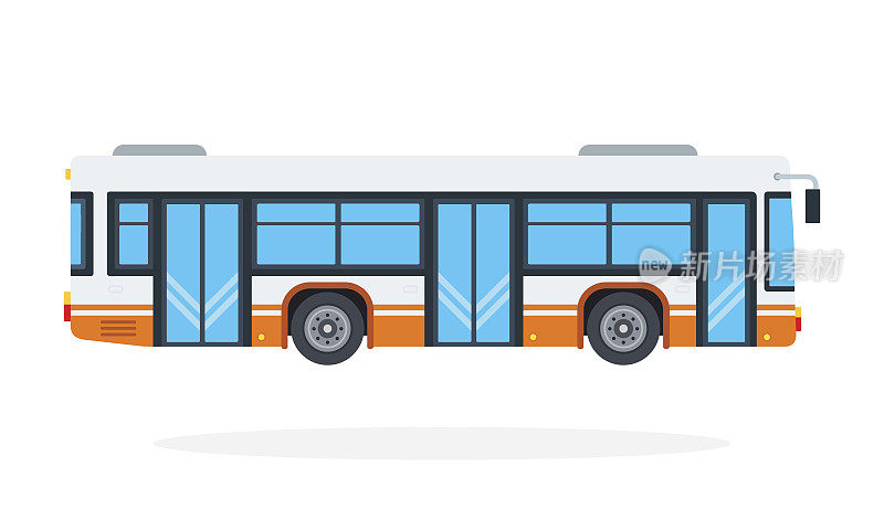 市政客车矢量平面材料设计孤立对象在白色背景上。
