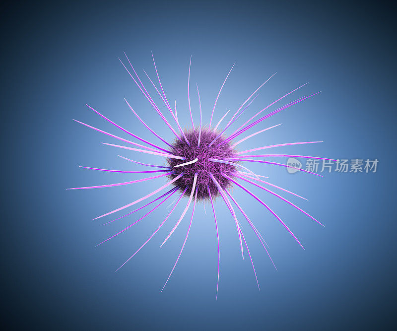 在蓝色背景上详细的病毒和细菌的3d医学插图