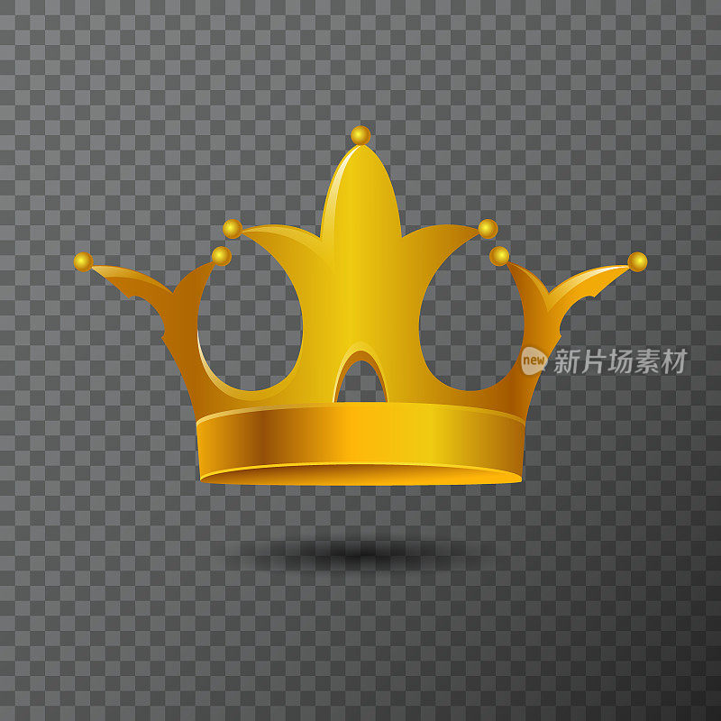矢量插图与金色皇冠图标孤立的背景。由渐变创建的体积王权王冠。