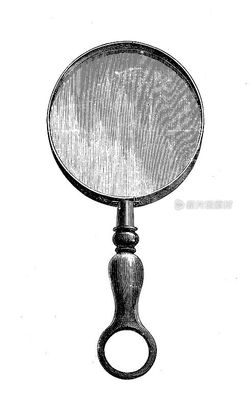 科学发现的古董插图，摄影:放大镜