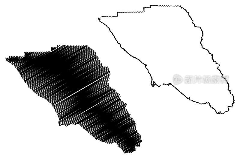 索诺玛县，加州地图矢量