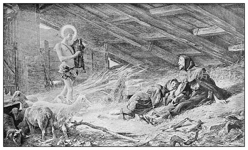 过去重要人物的古董插图:圣方济各的阿西西愿景