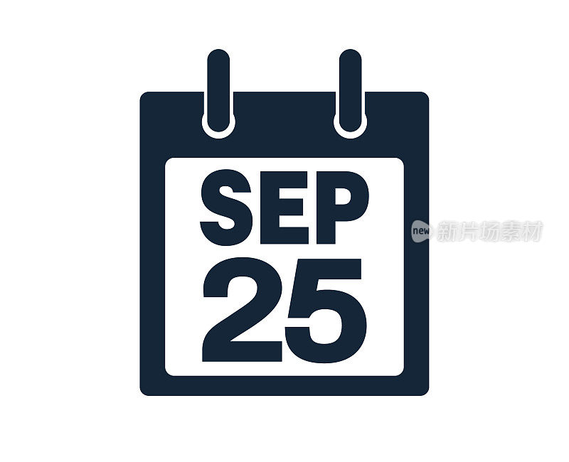 9月25日日历图标股票矢量插图