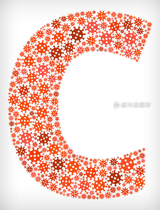 字母C流感冠状病毒图标模式