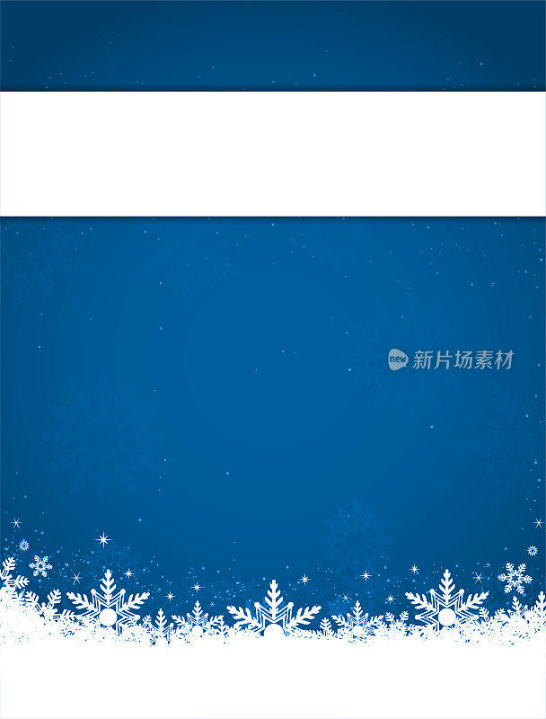 圣诞矢量背景在深蓝色与白色的雪花在底部边缘