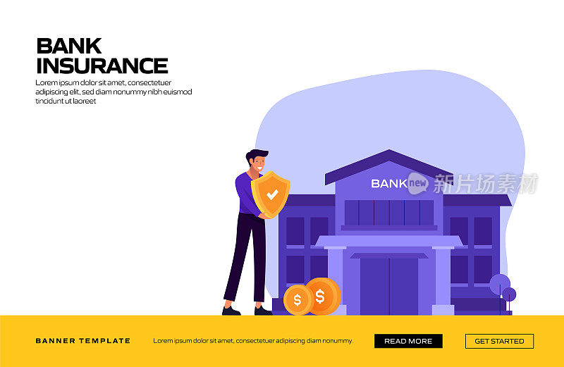 银行保险概念矢量插图网站横幅，广告和营销材料，在线广告，业务介绍等。