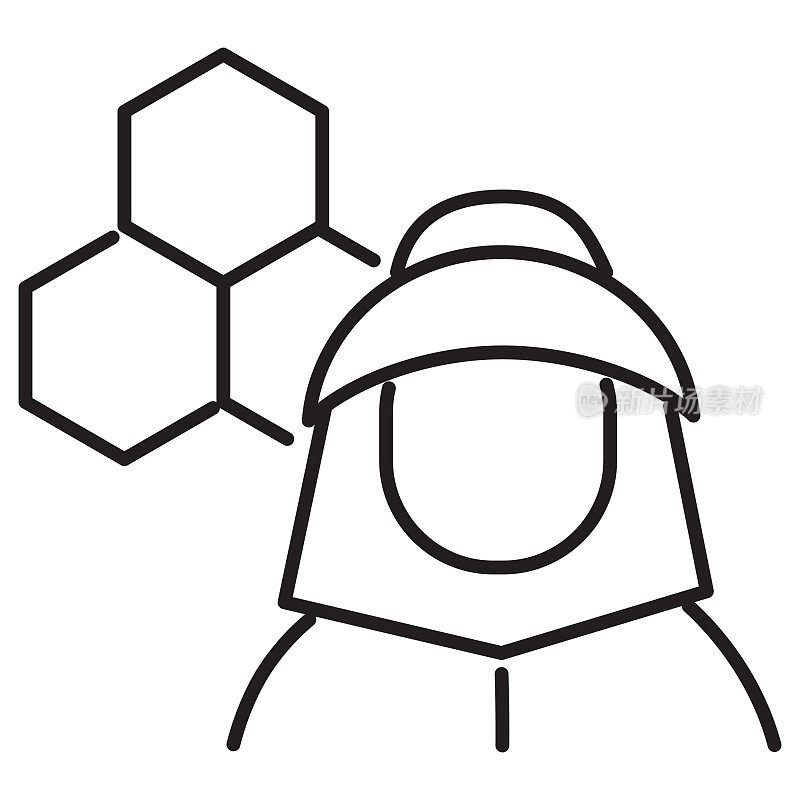 现代农场和农业养蜂人图标概念细线风格-可编辑的笔触