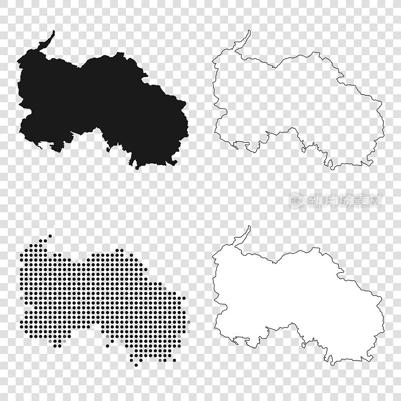 南奥塞梯地图设计-黑色，轮廓，马赛克和白色