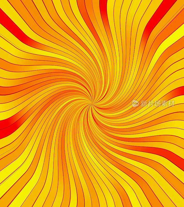 红色和黄色的扭曲线消失的漩涡