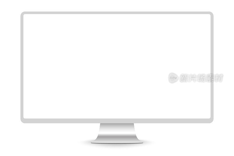 现实的现代薄框架显示计算机显示器矢量插图。PNG