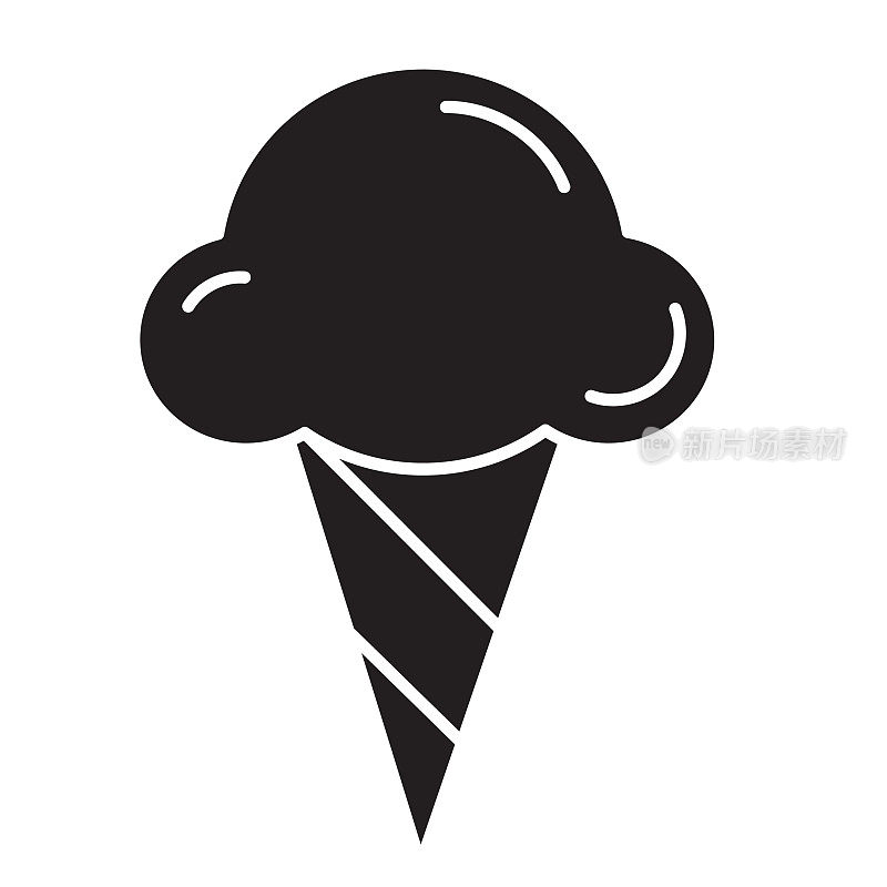 冰淇淋蛋卷黑白图标