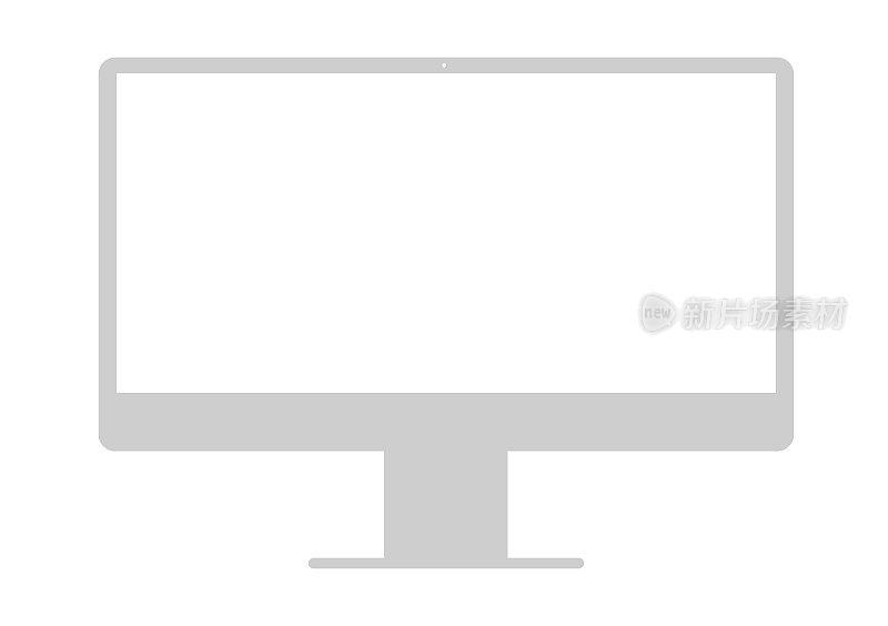平面设计逼真的灰色薄框显示计算机显示器。矢量图