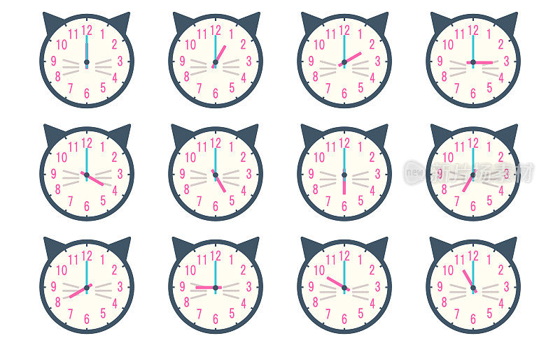 猫设计时钟插图集